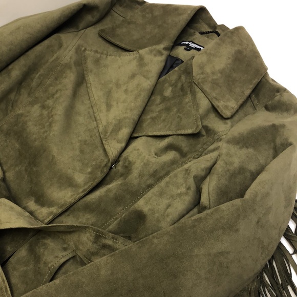 Karl Lagerfeld Olive Jacket Suede Coat Small New - Picture 16 of 16